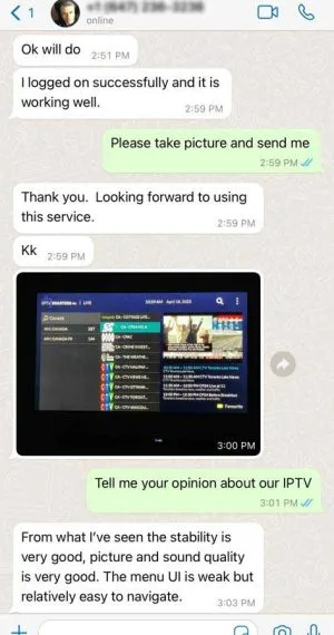 IPTV Fast UK customer WhatsApp review screenshot 4 of 12