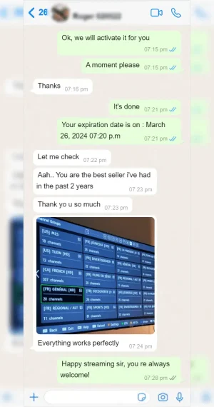 IPTV Fast UK customer WhatsApp review screenshot 7 of 12